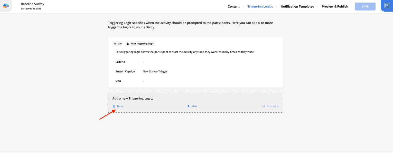 Adding Time Triggering Logic to Baseline Survey