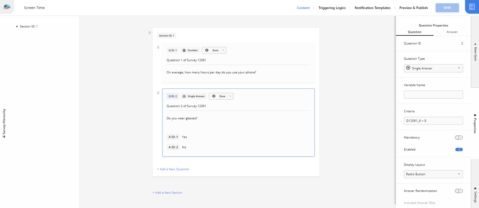 Controlling Survey Flow with Criteria