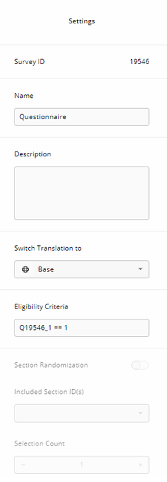 Criteria for the Eligibility Survey