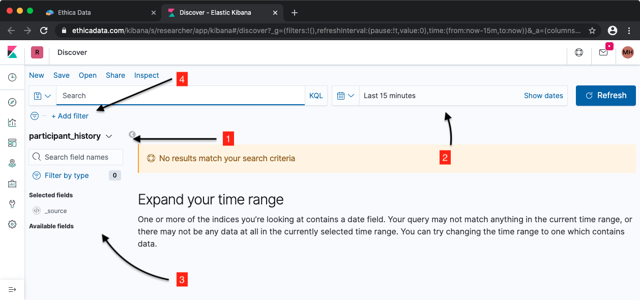 Kibana first page