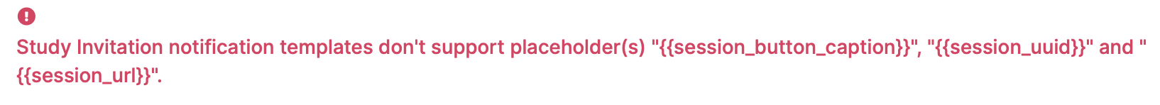 Error message for not supported placeholders