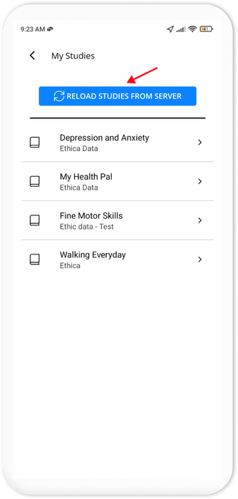 Reloading studies from the server