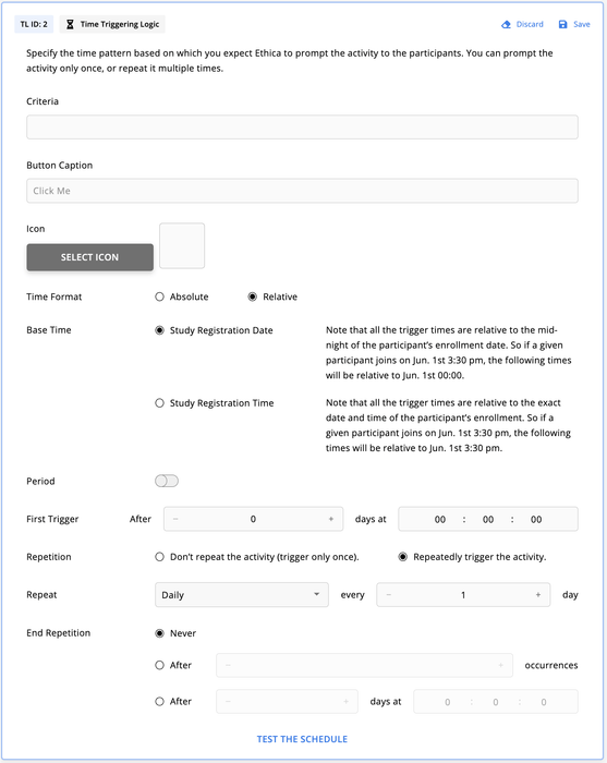 Time Triggering Logics for Activity