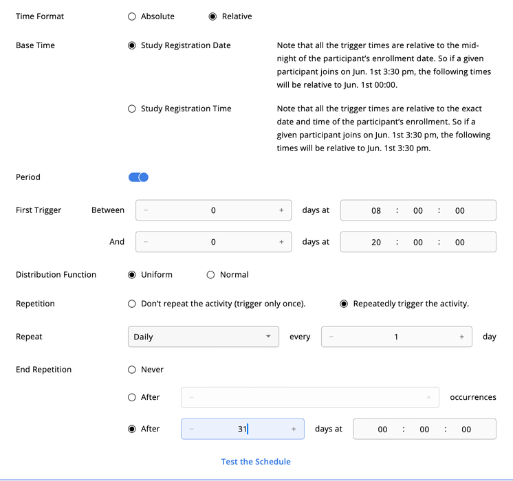 Time Triggering Logics for Activity Example