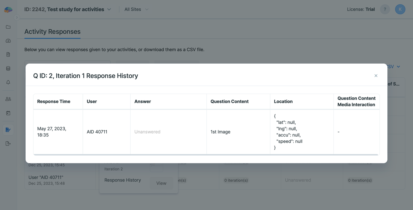 Response History Details