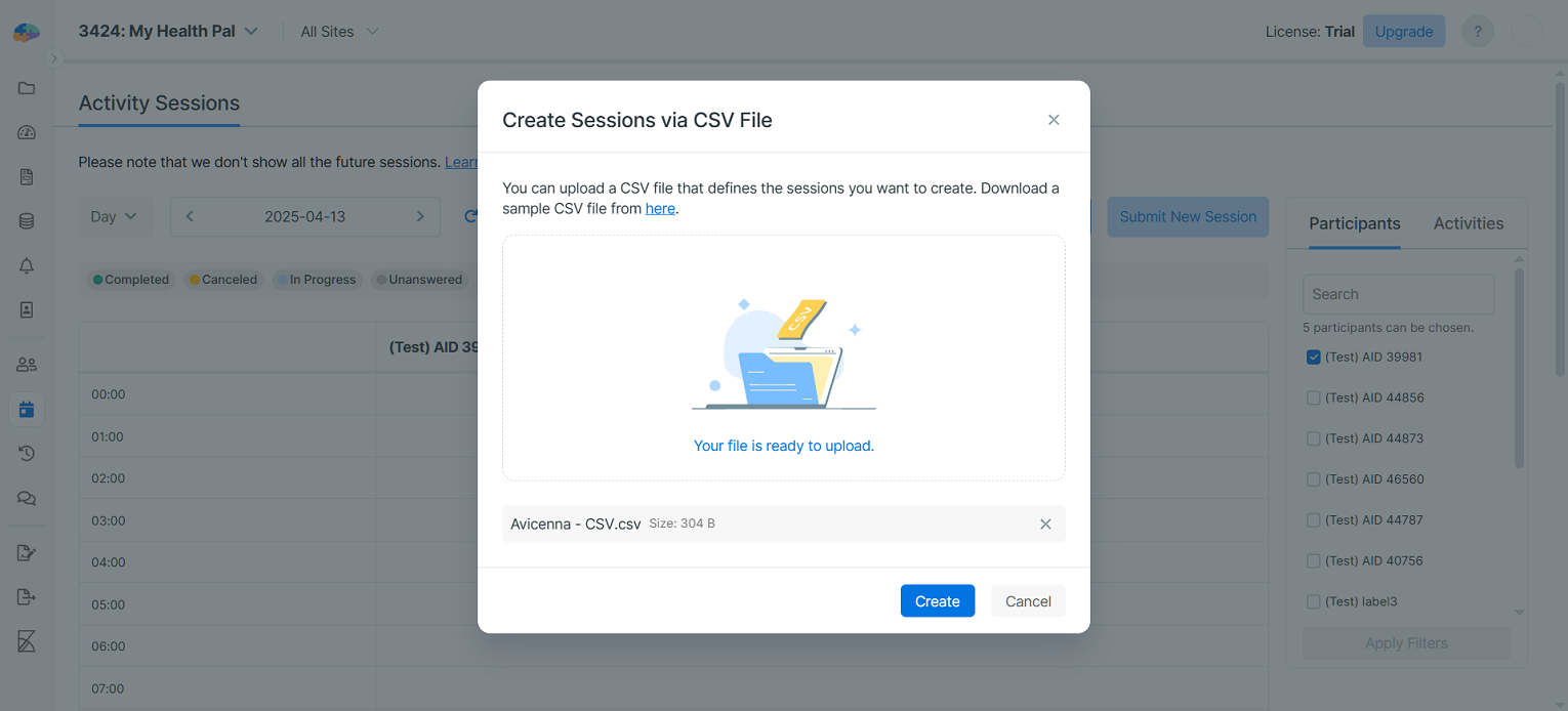 Uploading the CSV