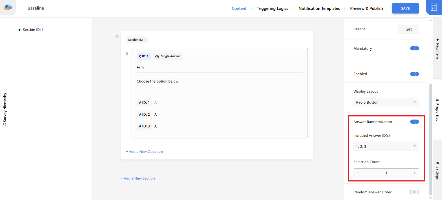 Asking participants to choose one option when only one is displayed randomly