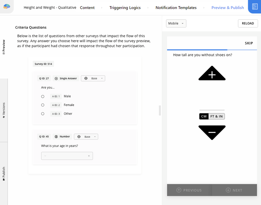 Preview tab in Preview & Publish page