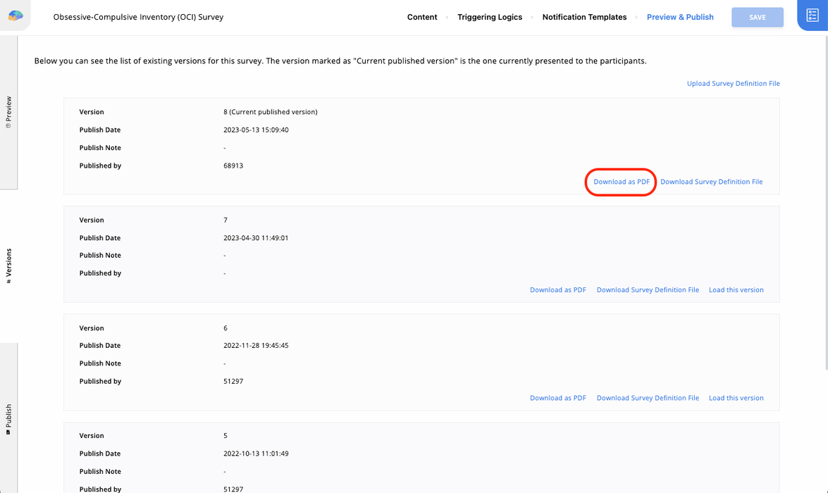 The _Download as PDF_ on the Preview & Publish page