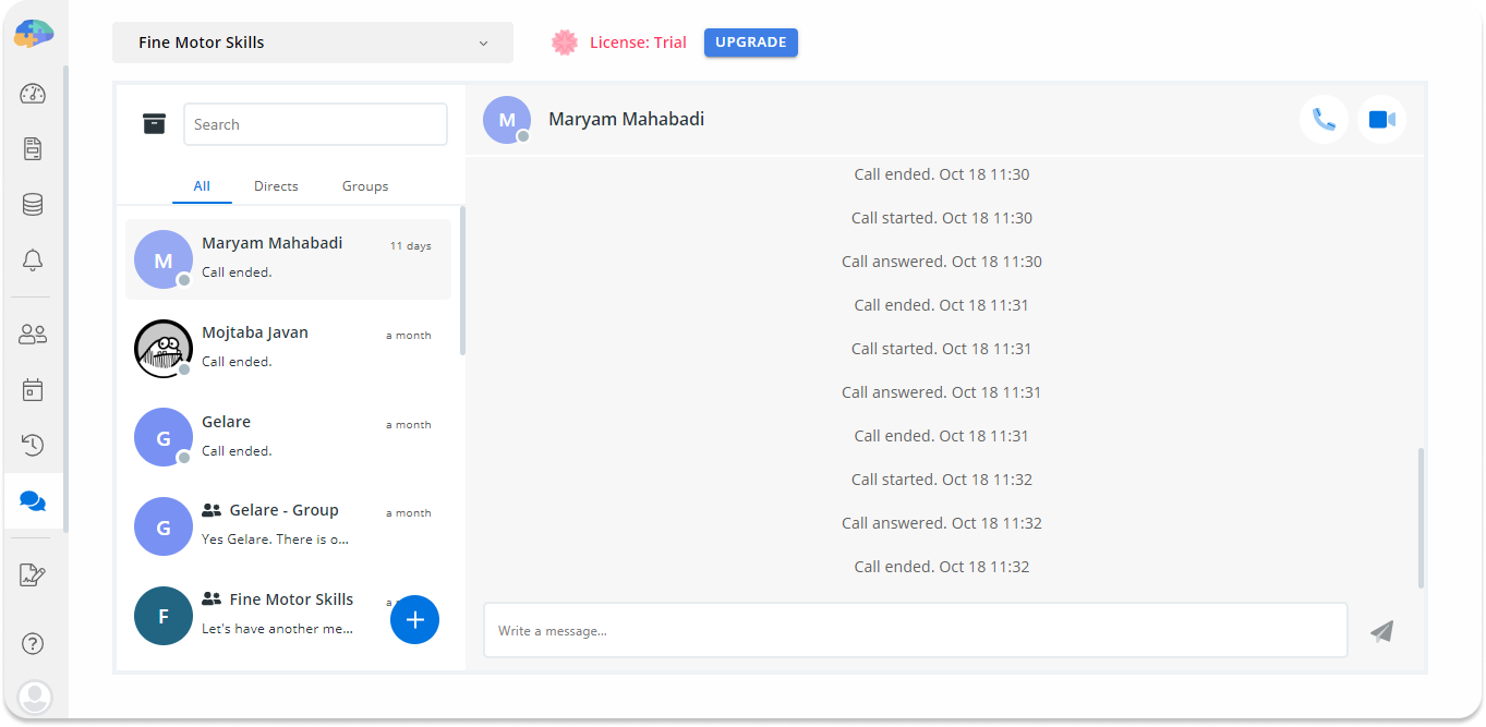 Direct chat rooms