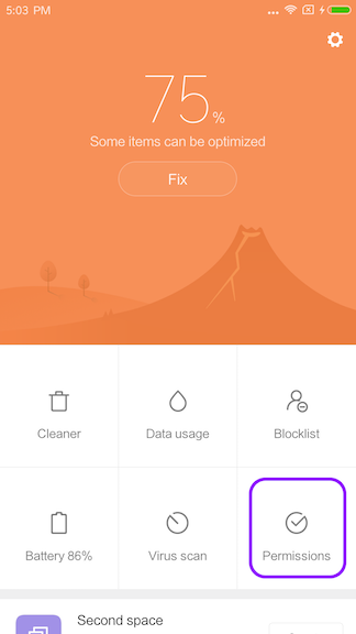 Permissions Screen