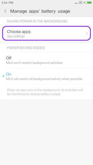 Choose Apps Screen